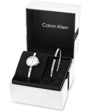 Calvin Klein Round Watch + Bangle Set - Black