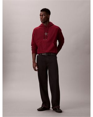 Calvin Klein Calvin Klein Monogram Logo Premium Fleece Hoodie - Red