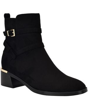 Calvin Klein Jasen Block Heel Almond Toe Dress Booties - Black