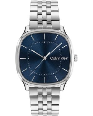 Calvin Klein Rounded Case Sunray Dial Watch - Blue