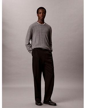 Calvin Klein Merino Wool Grid Jumper - Grey