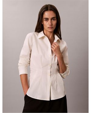 Calvin Klein Cotton Poplin Fitted Shirt - Natural