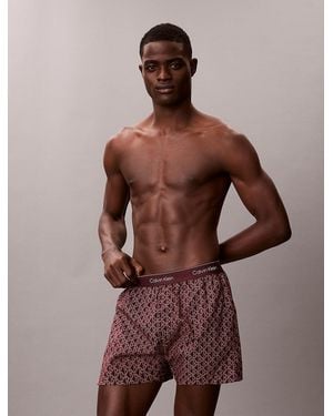Calvin Klein Caleçon En Popeline De Coton - Marron