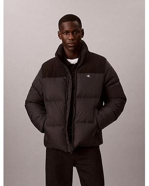 Calvin Klein Jeans Nylon Corduroy Down Puffer Jacket - Brown