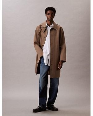 Calvin Klein Gestreept Relaxed Button-Down Overhemd - Naturel