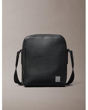Calvin Klein Emblem Logo Textured Reporter Bag - Grey