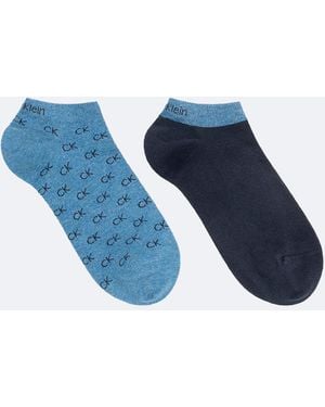 Calvin Klein 2 Pack Logo Ankle Socks - Blue