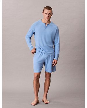 Calvin Klein Zachte Wafel Pyjamashort - Blauw