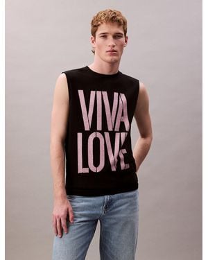 Calvin Klein Marc Hundley Pride Viva Love Graphic Relaxed Tank Top - Black