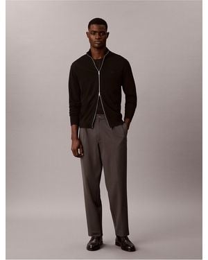 Calvin Klein Tech Knit Tapered Pleated Pants - Brown