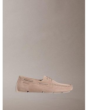 Calvin Klein Monza Suede Moccasin Driving Shoes - Brown