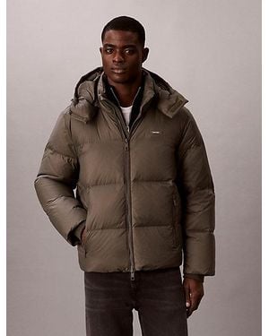 Calvin Klein Hooded Puffer Jacket - Brown