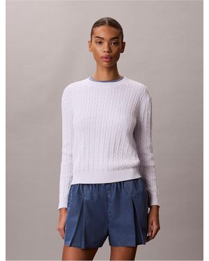 Calvin Klein Calvin Klein Cotton Cable Knit Sweater - Purple