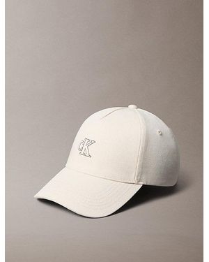 Calvin Klein Cotton Canvas Monogram Baseball Cap - Natural