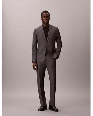 Calvin Klein Slim Wool Textured Suit Trousers - Brown