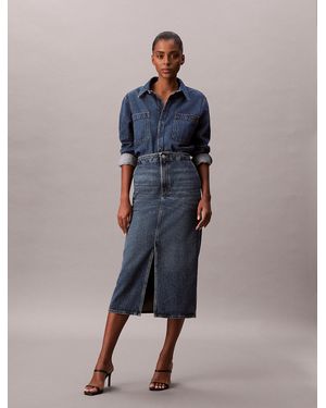 Calvin Klein Denim Carpenter Maxi Skirt - Blue