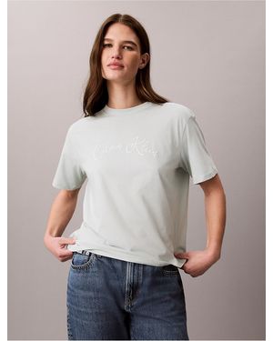 Calvin Klein Calvin Klein Boxy Script Logo Tee - Gray