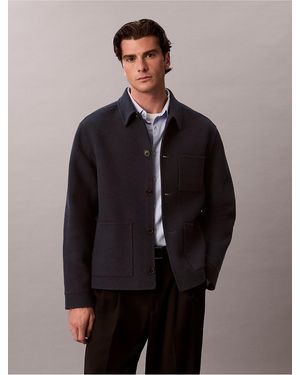 Calvin Klein Double-Faced Wool Blend Chore Jacket - Gray