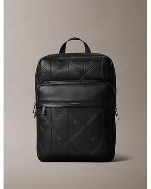Calvin Klein Mochila con ruedas con logo emblemático grabado - Gris