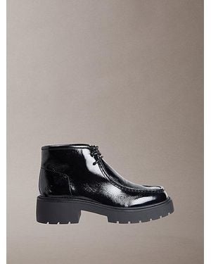 Calvin Klein Botas desert gruesas de tacón de piel - Negro