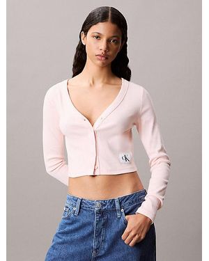Calvin Klein Ribgebreid Slim Vest - Wit