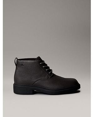 Calvin Klein Leather Airfit Lugged Desert Boots - Black