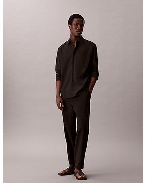 Calvin Klein Seersucker Classic Shirt - Brown
