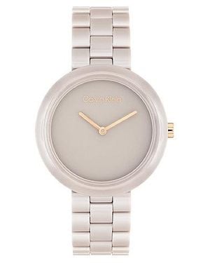 Calvin Klein Minimalistisch Horloge Van Zandkeramiek - Wit