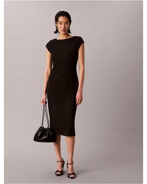 Calvin Klein Ponte Midi Dress - Black