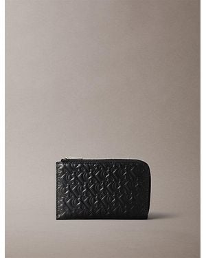 Calvin Klein Leren Rfid-Pashouder Met Rits - Grijs