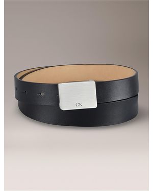 Calvin Klein Smooth Plaque Belt - Gray