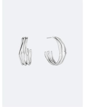 Calvin Klein Sculptural Fluid Shape Hoop Earrings - Blue
