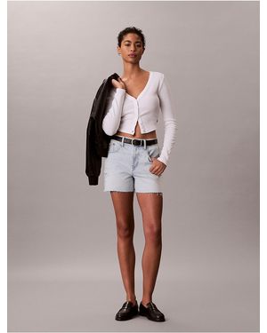 Calvin Klein Calvin Klein High Rise Midi Denim Shorts - Multicolor