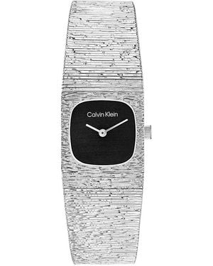 Calvin Klein Square Case Textured Bracelet Watch - White
