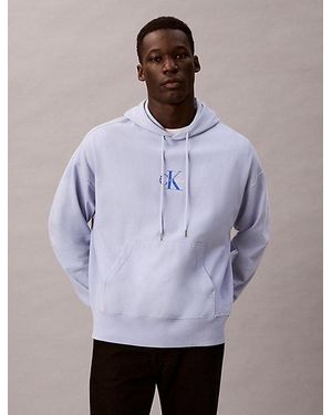 Calvin Klein Jeans Monologo Premium Fleece Hoodie - Purple