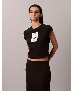 Calvin Klein Kate Moss Graphic Baby Tee - Black