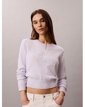 Calvin Klein Pull Outline Avec Logo Monogramme - Violet