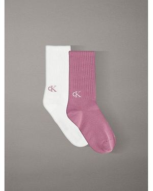 Calvin Klein Jeans 2 Pack Logo Tab Crew Socks - Grey