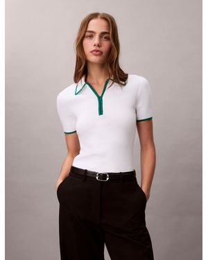 Calvin Klein Quarter Zip Classic Polo Shirt - White