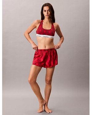 Calvin Klein Pyjama Shorts Minimalist Satin - Red