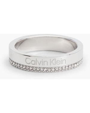 Calvin Klein Crystal Stainless Steel Ring - White