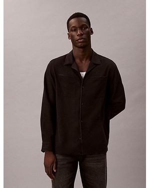 Calvin Klein Glossy Camp Collar Easy Shirt - Brown