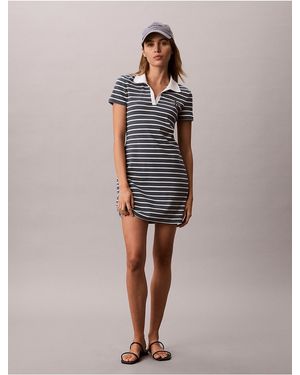 Calvin Klein Calvin Klein Monologo Rib Stripe Mini Dress - Multicolor