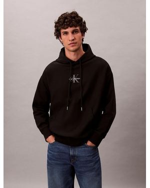 Calvin Klein Monologo Premium Fleece Hoodie - Blue