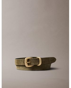 Calvin Klein Soft Suede Chunky Hardware Belt - Brown