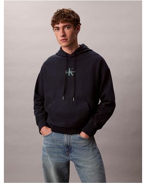 Calvin Klein Calvin Klein Monogram Logo Premium Fleece Hoodie - Blue
