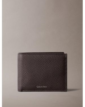 Calvin Klein Full-Grain Leather Rfid Trifold Wallet - Grey