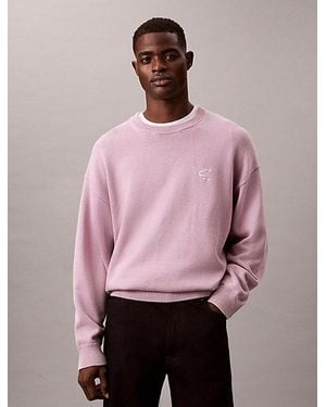 Calvin Klein Lässiger Monogramm-Pullover Aus Baumwolle - Pink