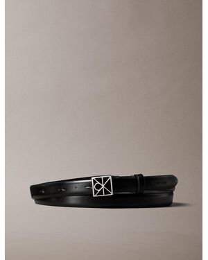 Calvin Klein Slim Leather Emblem Logo Belt - Grey