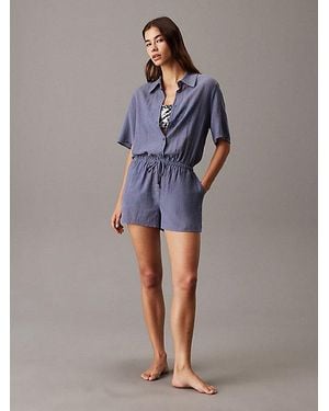 Calvin Klein Playsuit Für Den Strand Aus Weichem Krepp - Blau